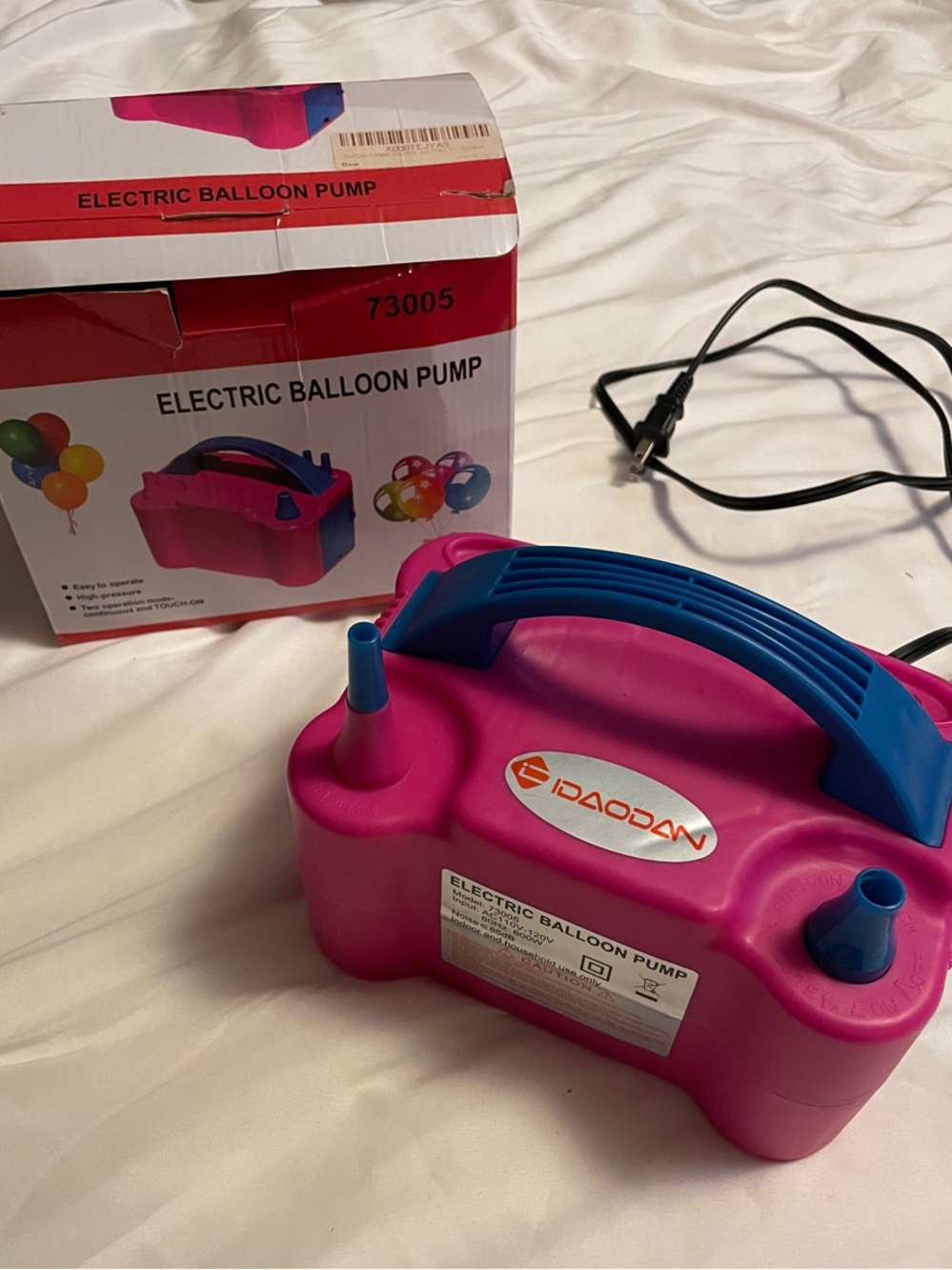 Pink Electric Balloon Pump — Portable Party Inflator